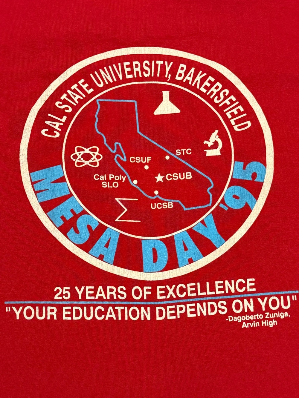 Vintage Cal State Bakersfield Shirt 95 Single Stitch MESA Day XL